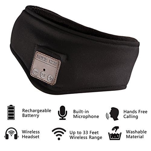 Capolus Wireless Bluetooth Headband Magic Hat with Music Phone Speaker Stereo Headphone Headset Earphone Speaker Mic for Fitness Outdoor Sports Walking and Sleep Mask(Black)