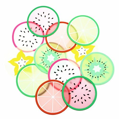 Silicone Fruit Coasters Set Non Slip Cute Coasters for Drink Silicone Coasters Car Cup Holder Coaster Heat Insulation Drink Cup Mat Prevent Furniture and Tabletop12 Pack