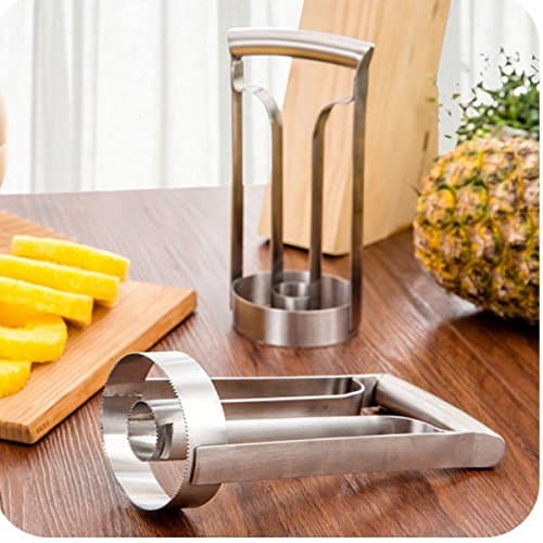 Silver Stainless Steel Pineapple Cutting Device Easy Slicer Pineapple Peeler and De-Corer