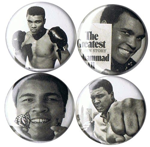 Set of 4 Muhammad Ali 1" pins/buttons/badges