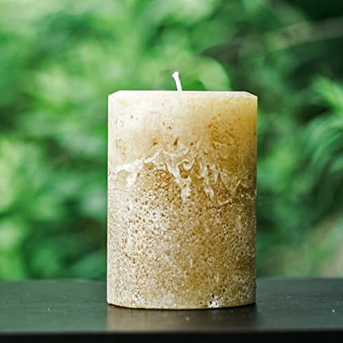 Rustic Textured Light Brown Unscented Pillar Candle - Choose Size - Handmade
