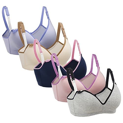 Nursing Bra,5Pack Women's Maternity Breastfeeding Bra Wireless Sleeping Bralette with Extenders