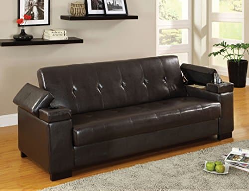 Haushka Espresso Leatherette Futon Sofa