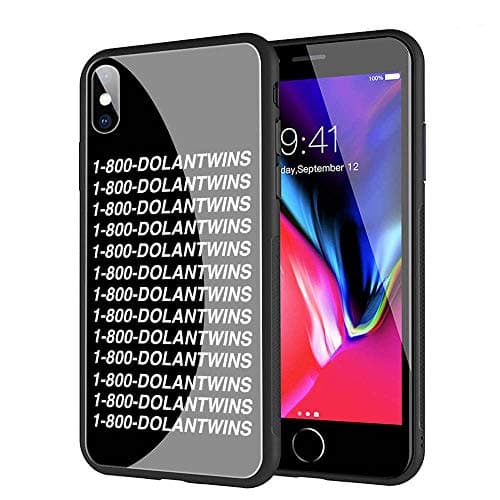 GUOZHAO Phone Case iPhone 7/8,GZA-138 Dolan Twins Tempered Glass Back Black Cover and Soft Silicone Rubber Bumper Frame for Scratch-Resistant and Anti-Scratch Absorption