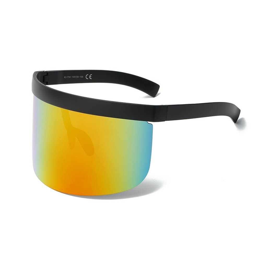 MINCL/Super Large Futuristic Oversize Shield Visor Sunglasses Flat Top Mirrored Lens 172mm