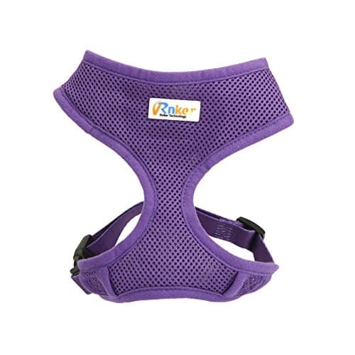 Rnker Soft Mesh Dog Harnesses Padded Vest No Pull Comfort Double Layer Harness for Pet Puppy (Large, Purple)