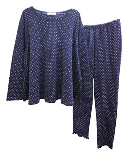 Fulok Women's Casual Cotton Dot Print Pullover Lounge Pj Set blue XX-Large