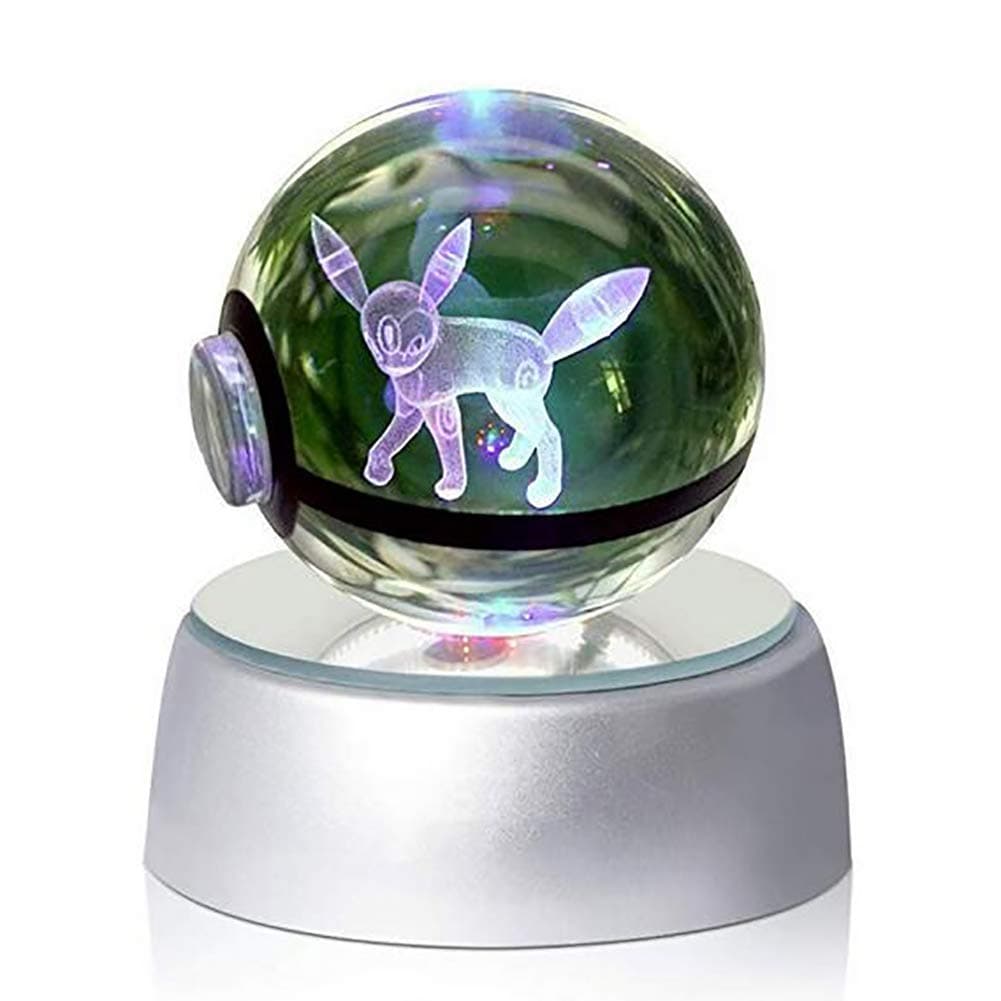 3D Crystal Ball LED Night Light, Children's Gift Lamp 50mm Ball Automatic Discoloration Base