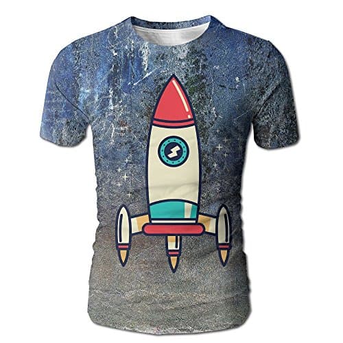 Rocket Ship Space Men's Cool Short Sleeve Crewneck Short Sleeve T-Shirt Tee Shirt XL