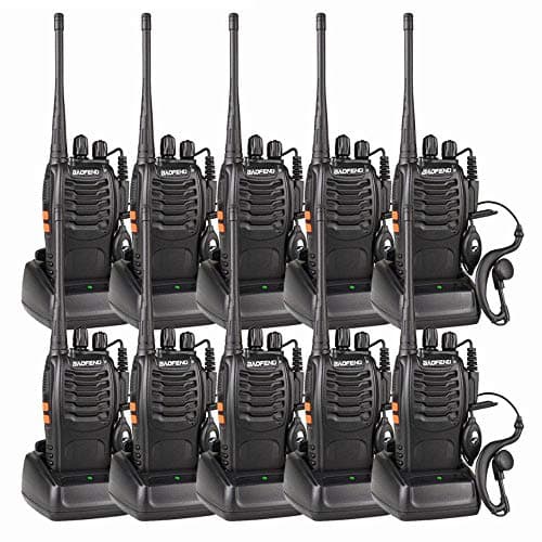 10 Pack BF-888S Long Range Walkie Talkies 5W 16CH CTCSS DCS Portable Handheld 2-way Radio with USB Charger and LED Light Voice Prompt for Field Survival Biking and Hiking
