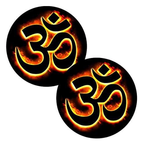 Om "Fire" 2 Pack Circle Stickers - LS305 - LAMINATED - Yoga spiritual Mantra Aum Vinyl Decal Wall Car.laptop decore