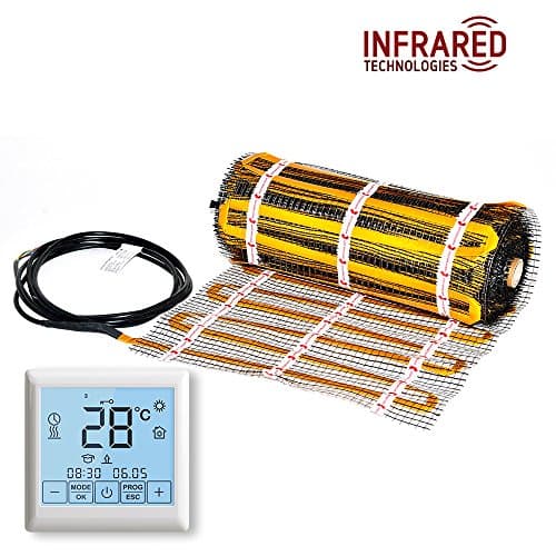 Electric Underfloor Heating Mat Kit 100w per m2 Warmset Gold Mesh Fußbodenheizung (14.0m2, Touch Screen Thermostat)