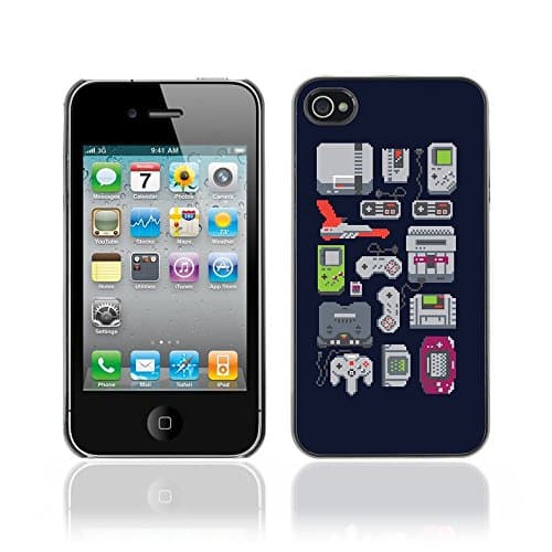CASETOPIA / Retro Consoles / Apple Iphone 4 / 4S / Black Hard Back Case Cover Shell Armor Protection