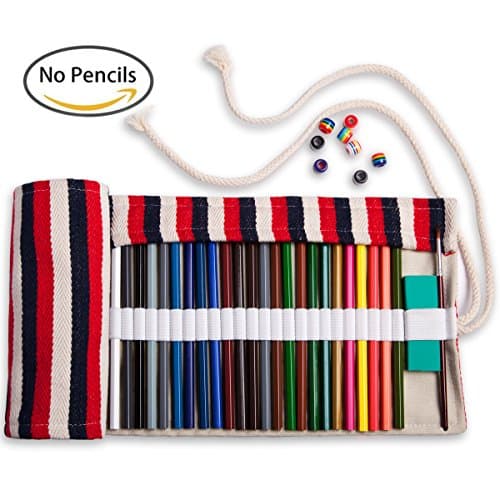 Artify 48 Colored Pencil Roll Up European Flag Canvas Wrap Pouch Holder| Anti-Pilling Design and Thick Canvas| Environmental-Friendly Material( Pencils are not Included)
