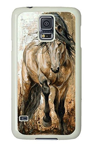 Hard Case Shell for Samsung Galaxy S5 Covered with Running Horse Painting,Customized White Plastic Cover Skin for Samsung Galaxy S5 I9600