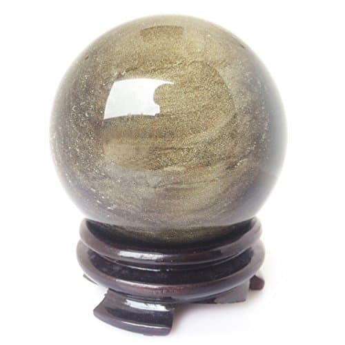 Golden Obsidian Crystal Spheres, 120mm/4.7” Diameter, One of the Largest Rare Protective Stone Balls for Decoration, Healing, Meditation, Feng Shui, Hand-made