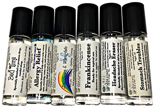 Simple & Natural Essential Oil Kit Roll on Ready to Use Topically Kid Friendly Bed Time, Allergy Synergy, Frankincense, Calming Blend, Headache Synergy, Stomach Troubles