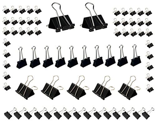Mseeur72 Pieces Binder Clips Paper Binder Clips for Keeping Documents Together, Assorted Sizes, Black and Silver Color