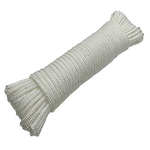 DODUO 3/16" x 50FT Diamond Braided Polyester Rope Mold-Resistant White