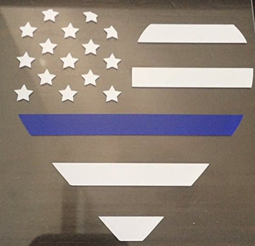 Thin Blue Line Heart Vinyl Decal for Home or Car - Looks Great on Motorcycles, Laptops, Windows Also! Outdoor Vinyl. (White with Blue Line)