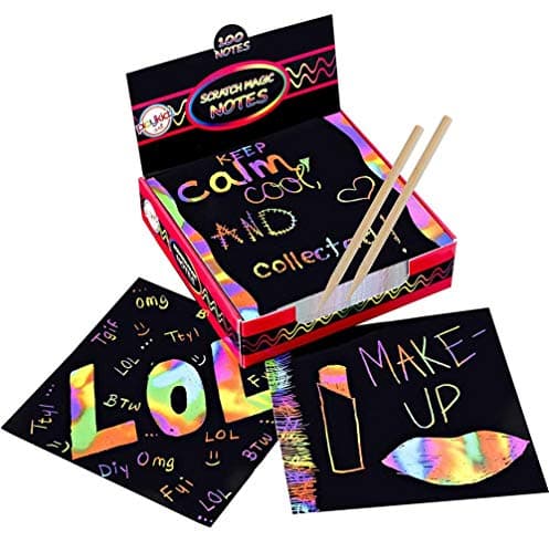 OVA Scratch Art Notes, Rainbow Mini Notes,Scratch Magic Notes,Rainbow Art Paper,100 Sheets with 2 Wooden Stylus
