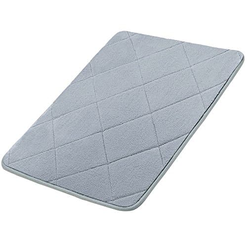 GUDLUK Memory Foam Bath Mat, Soft Non Slip Absorbent Bathroom Rugs, Grey Rhombus Mats