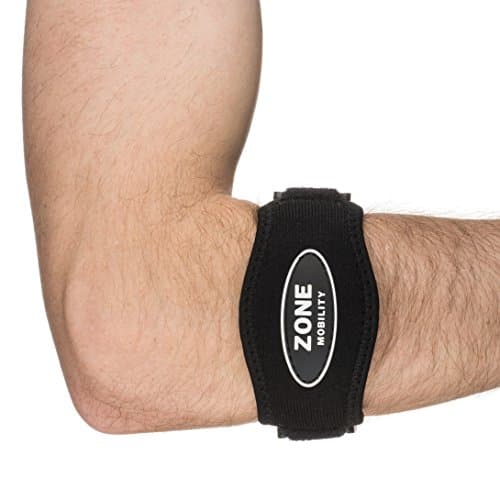 Zone Mobility Tennis Elbow Brace (2-Pack) — Neoprene Compression Supports Forearm, Reduces Strain & Provides Pain Relief for Athletes, Golfers, Fishing and Billiards – Adjustable Comfort