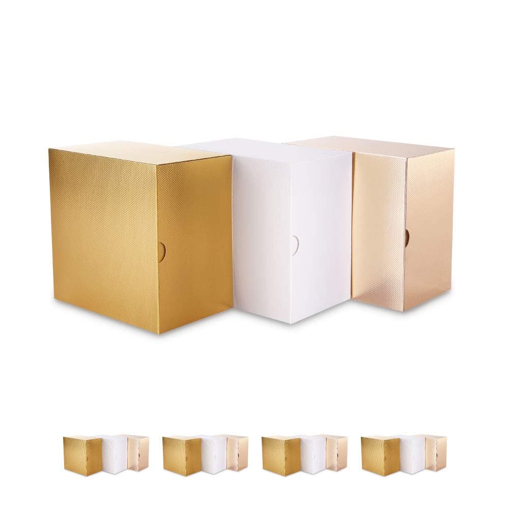 PACKQUEEN 15 Pcs Textured Finish Gift Boxes with Lids 6x6x4 Inches, Bridesmaid Proposal Boxes, Paper Gift Box for Light Weight Gifts, Cupcake Boxes, Three Colors Assortment