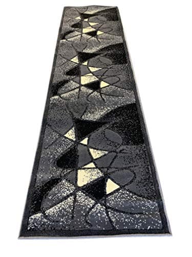 Modern Abstract Contemporary Abstract Runner Grey Black Gray Gallery Design GL24 (2 Feet X 7 Feet)