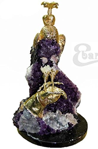 Creative bronze sculpture rest on marble base with semi precious stones