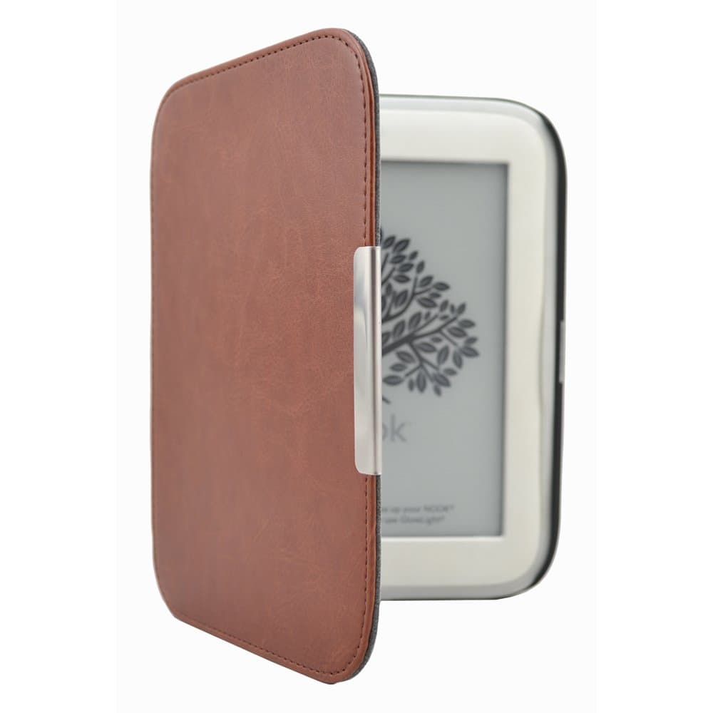 Premium Advanced Imitation Leather Cover Sleeve Case with Magnetic Closure for NOOK GlowLight (NOOK 4th Gen) - (NOT fit NOOK Simple Touch with GlowLight NOOK 3rd Gen or NOOK Simple Touch NOOK 2nd Gen) (Brown)