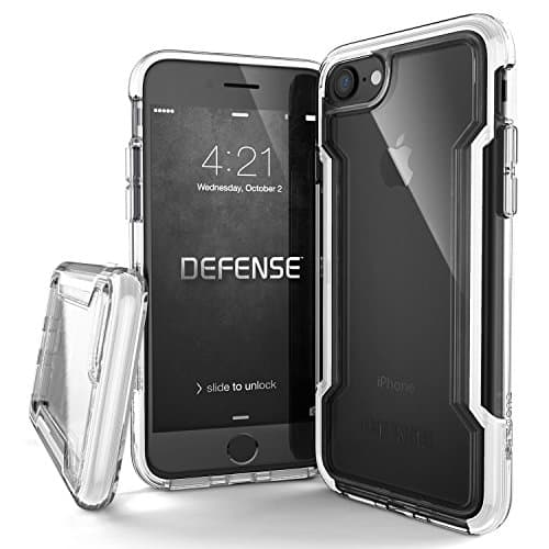 iPhone 7/8 Case, Defense Clear Series - Military Grade Drop Tested, Anodized Aluminum, TPU, and Polycarbonate Protective Case for Apple iPhone 7 & iPhone 8 (White)