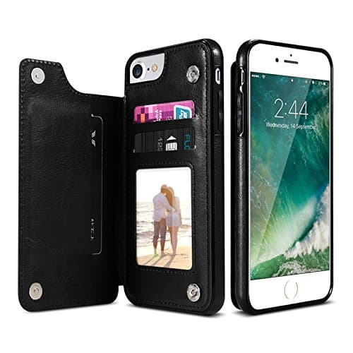 Pnizun - Retro PU Leather Case For iPhone X 6 6s 7 8 Plus XS 5S SE Multi Card Holders Phone Cases For iPhone XS Max XR 10 Cover