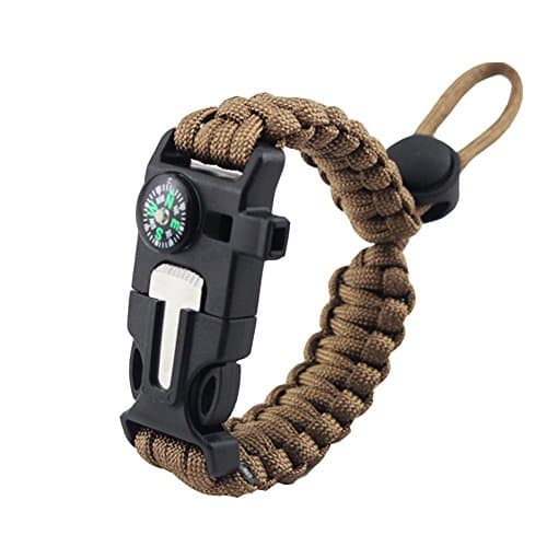 Paracord Bracelet Adjustable Size Emergency Survival with Compass, Fire Starter, Knife, Whistle for Camping, Hiking, Hunting and Travelling