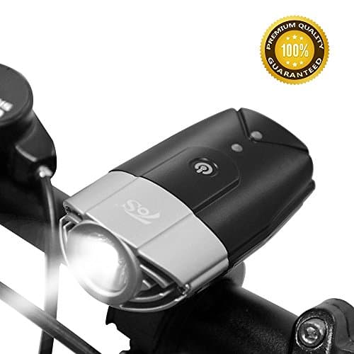 TOS USB Rechargeable Bicycle Head Light Set, 2000mAh Super Bright Bike Front Light, IP65 Safety Commuter Flash Light for Bike, Mountain(T6) - Silver
