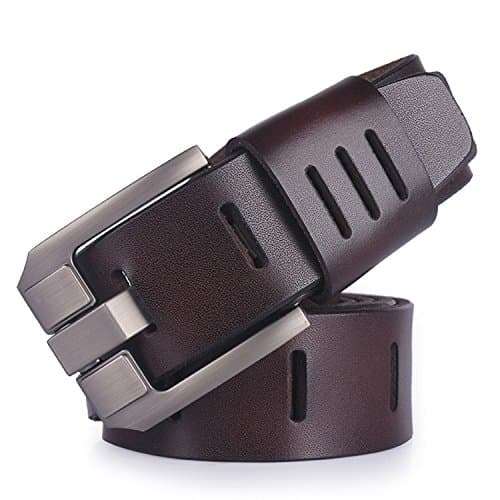 Also Easy leather belt designer belts men luxury strap male belts for men fashion vintage pin buckle for jeans HQ038coffee 100cm