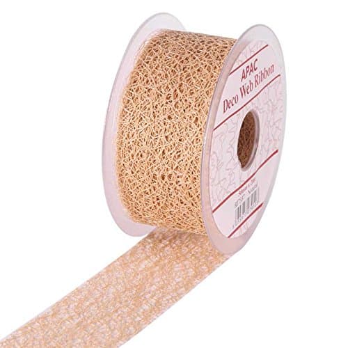 50mm (2") Deco Web MESH Weave Ribbon (20 Metre Roll) Top Quality APAC Brand (Natural)