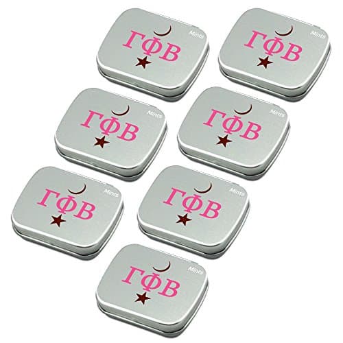 Gamma Phi Beta Sugar-Free Peppermint Breath Mints with Decorative Tin (7-Pack of small 18.43 g tins).Great sorority gifts for Big Little Sister, Valentines, gift bags, stocking stuffers—by Worthy.