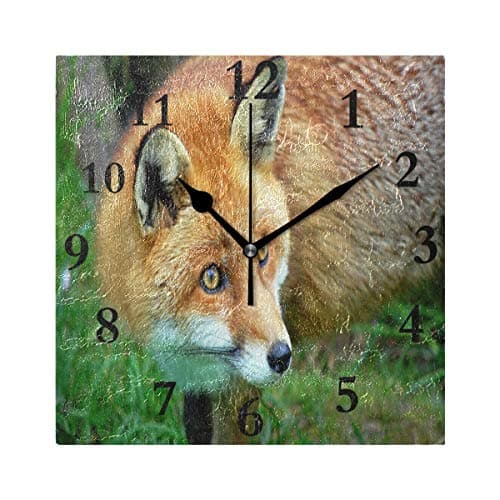 SHNUFHBD Silent Wall Clock Red Fox for Home/Office/Kitchen/Bedroom/Living Room 7.877.87Inch