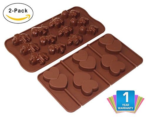 2pcs Chocolate Mold Silicone Non Stick Baking Candy Animal Soap Cake Heart Shape Lollipop Mold