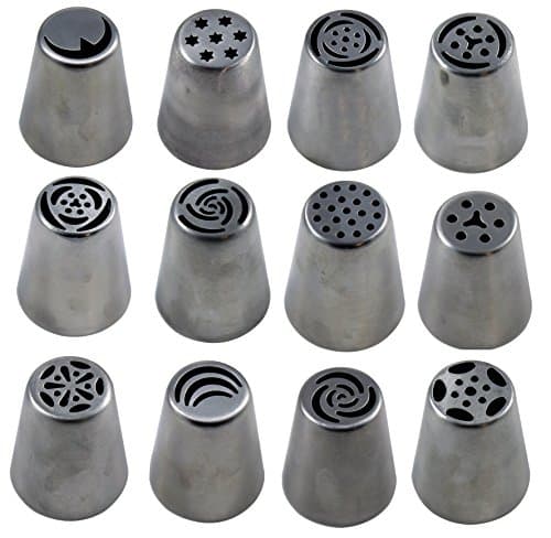 Russian Piping Tips 12PCS/SET Stainless Steel Large Size Icing Set DIY Coupler Nozzle And Reusable Pastry Bag