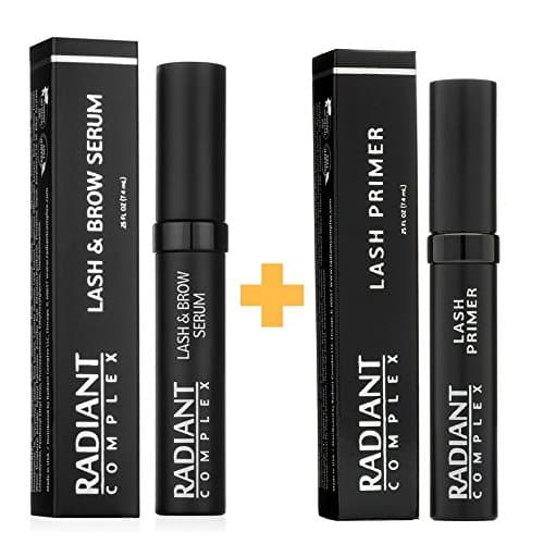 Lash Serum & Lash Primer Set, 2 Product Kit. Step 1: Serum for Healthier Growth of Eyelashes and Eyebrows, Step 2: Primer for Instantly Enhanced Lashes with Mascara