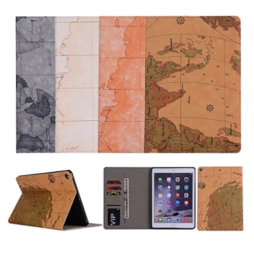 iPad Mini 1/2 / 3 Case, Map Pattern Slim Stand Smart Cover for Apple iPad Mini/iPad Mini 2 / iPad Mini 3 7.9 inch Tablet (iPad Mini 1/2/3, Dark Brown)