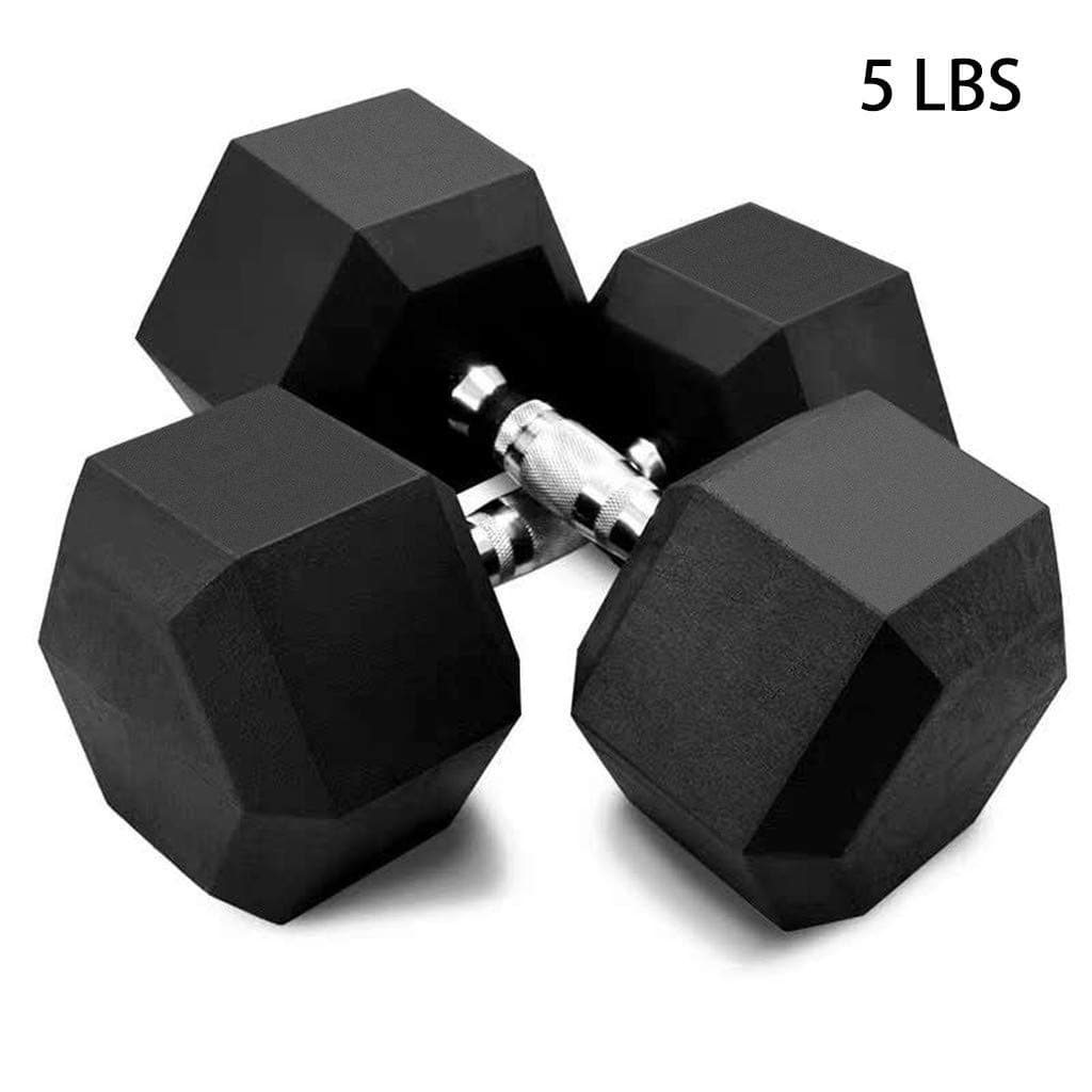 Leaf2you 1 Pair Hex Rubber Dumbbell with Metal Handle for Strength Training, Weight Loss, Workout Bench, Gym Equipment…