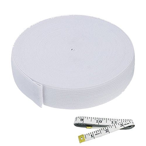 Elastic Spool 1.5 inches Springy Stretch Knitting Elastic Band Spool + Soft Sewing Tape (White)