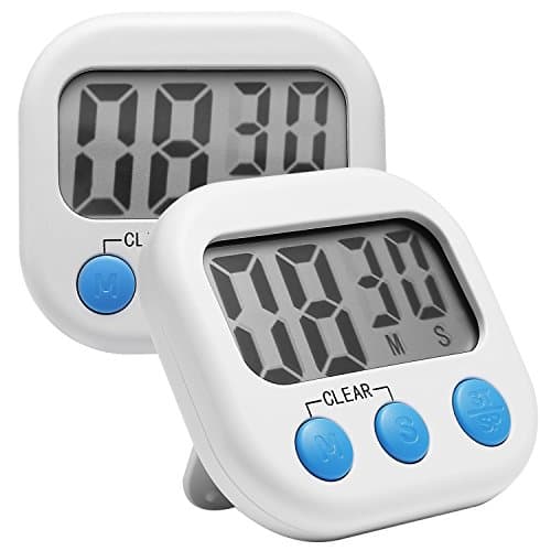 Comsun 2 Pack Timers for Cooking, Digital Kitchen Cooking Timer, Big Digits, Counts Up and Down, Countdown Magnetic Loud Timer Large LCD Display