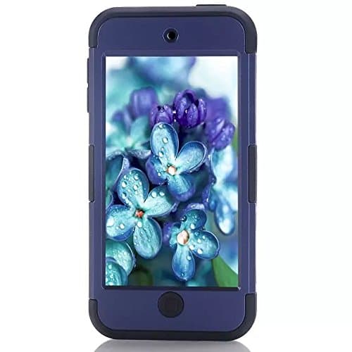 iPod Touch 5 Case,iPod Touch 6 Case, ZMKH Rhinestone Bling Frame Hybrid Armor Dual Layer Hard PC & Soft Silicone Protective Skin for Apple iPod Touch 5 / iPod Touch 6 (Navy Blue / Black)