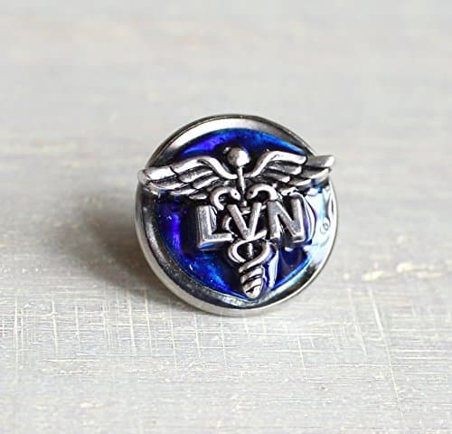 Royal blue licensed vocational nurse pin.