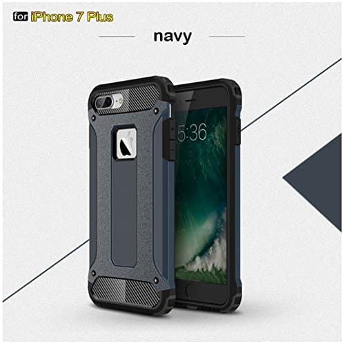 iPhone 7 Plus case, Junewa Hybrid Rugged Dual Layered All-Around Slim TPU Armor Protection Case Shock Resistant Cover Case for Apple iPhone 7 Plus - 1009 (Navy)