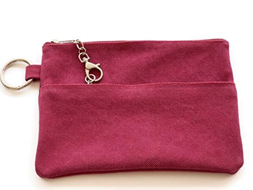 BrownBeans, Thick Canvas Security Double Zipper Organized Wallet Pencil Case Pouch Purse Mens Women (BC01A01) (Red, M)